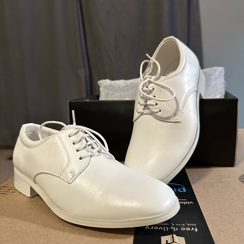 Classic White Kid’s Dress Shoes